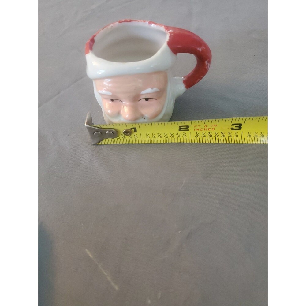Vintage Mini Santa Mug Smiling Japan 1.75” Hand Painted MCM Christmas - Picture 8 of 8